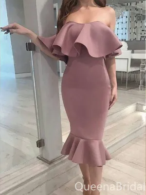 Gorgeous Elegant Off-the-shoulder Mermaid Evening Gown Tea-length Maxi Long Formal Dresses Prom Dresses ,WGP906